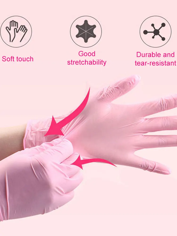 

100PCS Nitrile Synethtic Gloves Black Food Grade Waterproof Allergy Free Disposable Work Safety Gloves for Kitchen Laboratory