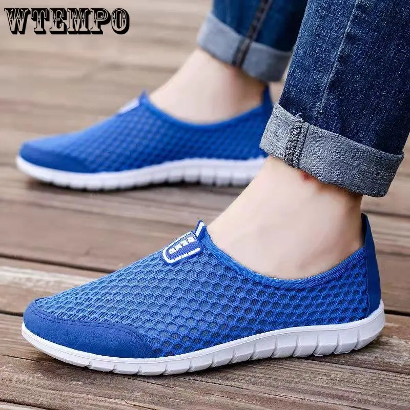 

Men's Summer Breathable Hollow Walking Shoes Old Beijing Mesh Cloth Shoes Husband Leisure Sports Slip-On Mesh Shoes