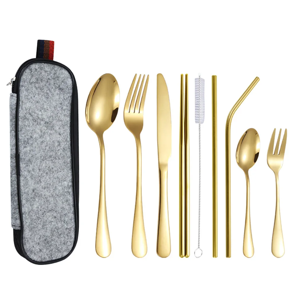 

10 комплект столовых приборов, нож из нержавеющей стали, ложка, соломенные палочки, фотовилка