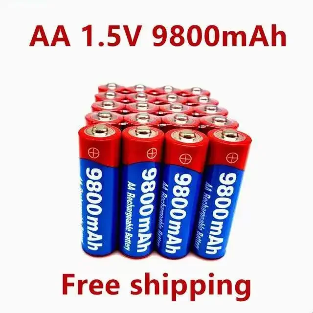 

2023 New4~40pcs/lot Brand AA rechargeable battery 9800mah 1.5V New Alkaline Rechargeable batery for led light toy mp3