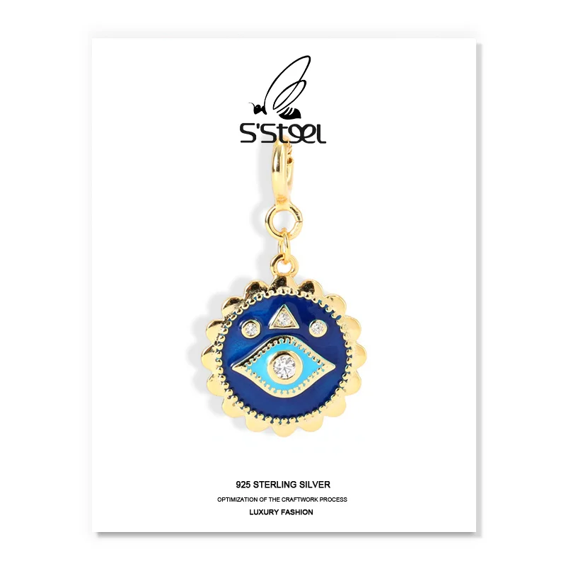 

S'STEEL 925 Sterling Silver Pendant For Women Zircon Devil's Eye Gold Necklace Pendants Joyas De Plata 925 Mujer Fine Jewelry