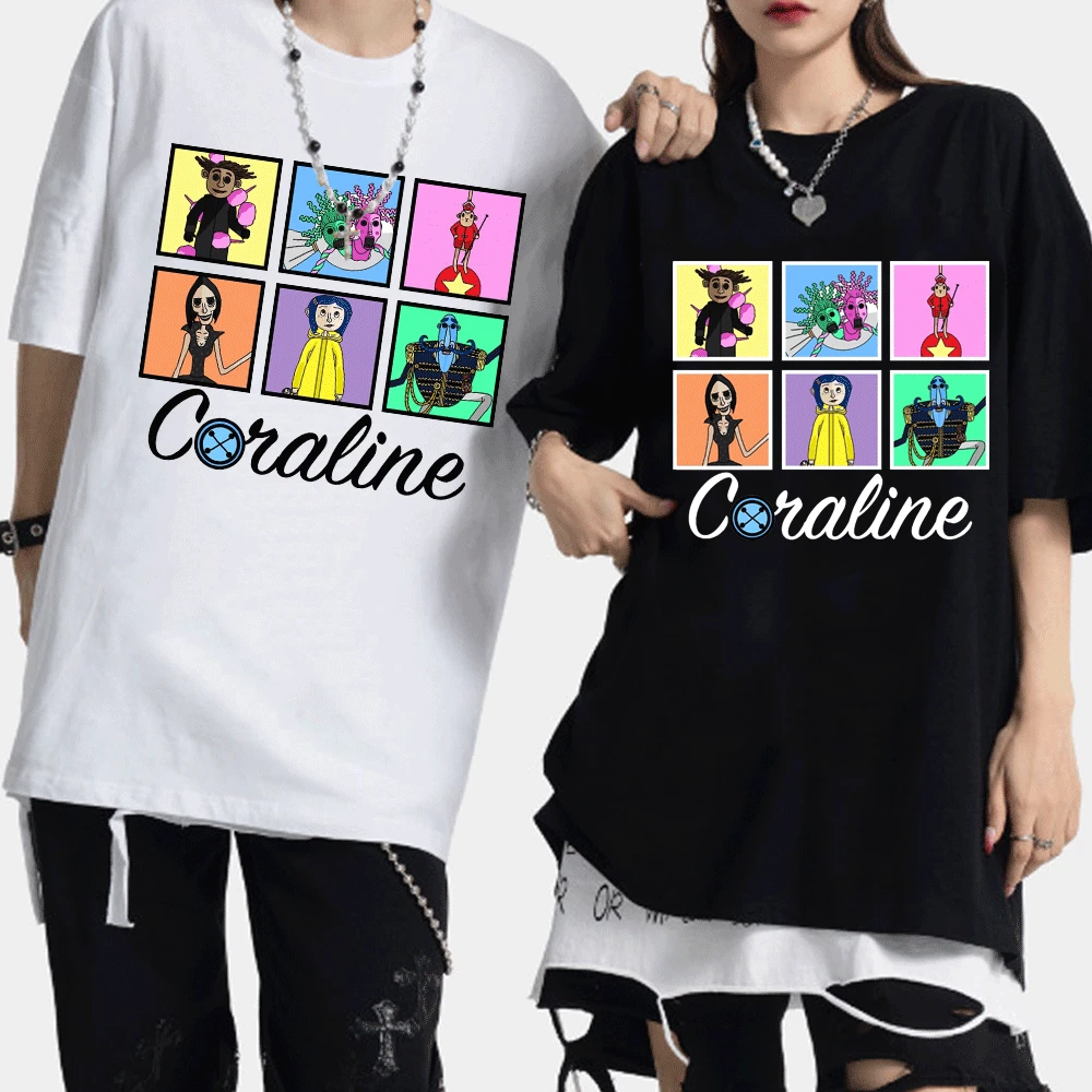 

Coraline T Shirt for Men Women Tim Burton Neil Gaiman Nightmare Before Christmas Goth Dark Men T-shirts Summer Fashion Swag Tees