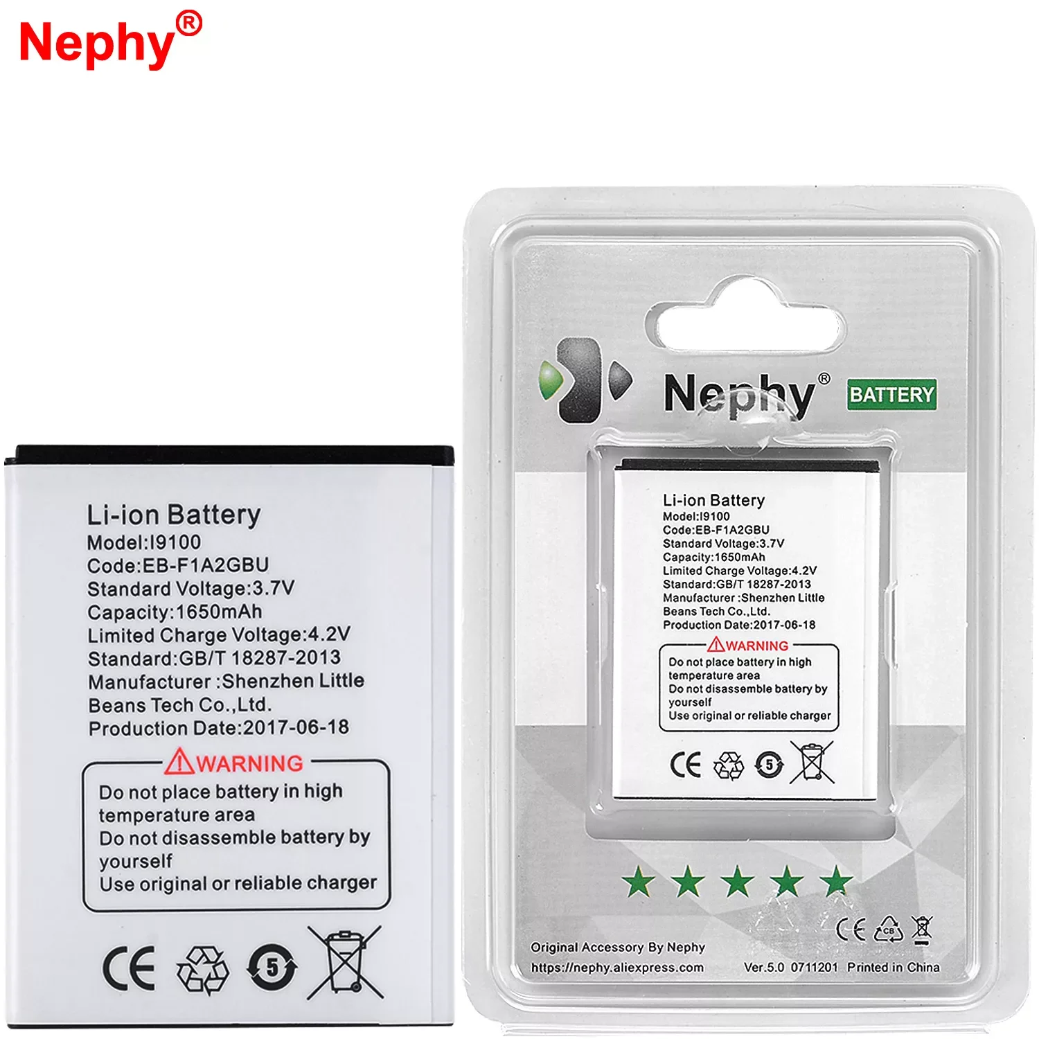 

NEW2023 2019 Nephy Original EB-F1A2GBU Battery For Samsung Galaxy S2 SII S 2 II i9100 GT-I9100 i9103 i9108 i777 i9105 In Stock T