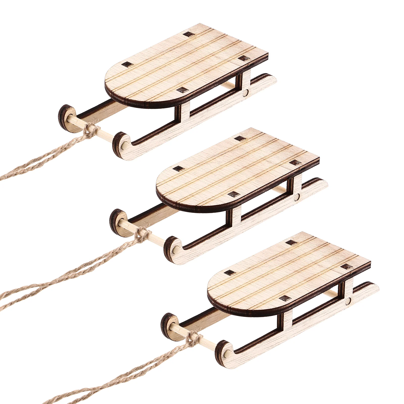 

3pcs Christmas Tree Hanging Sleighs Wooden Mini Sled Mini Sleigh Pendants Sled Adornments DIY Sleigh Crafts