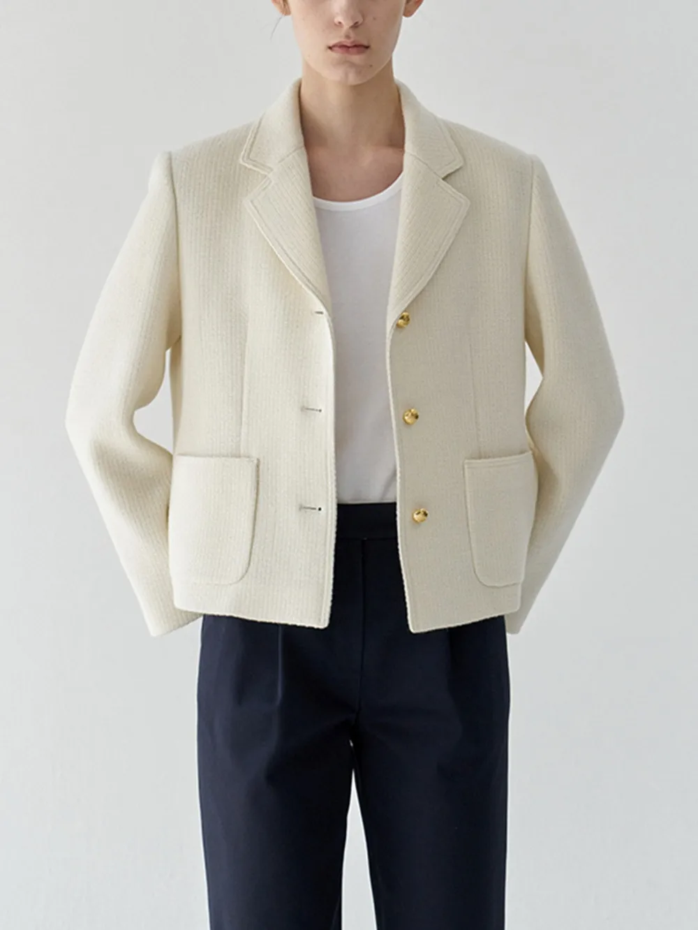 

Lerob* 2023 Ladies 100% Wool Elegant Blazer Coat New Long-Sleeved Single-Breasted Elegant Stylish Women's Long Sleeve Blazer