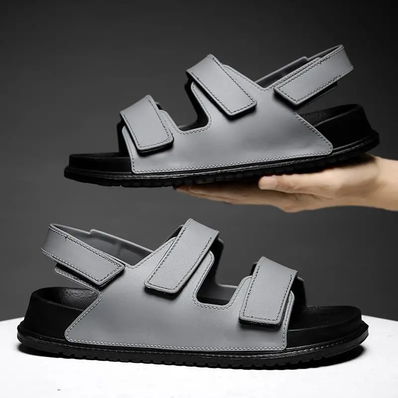 

Men Hook&loop Sandals Slip-on Men Summer Platform Wedge Slides Breathable Slippers Comfortable Pvc Shoes Breathable Beach Shoes