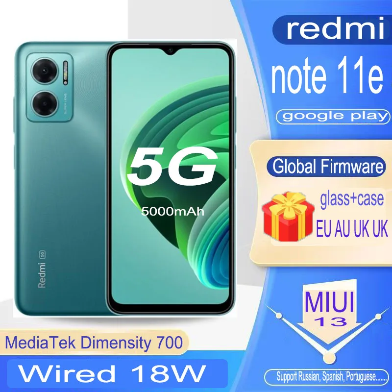 xiaomi redmi note 11e 5G  Android12 MIUI13 Global version MediaTek Dimensity 700 smartphone 5000mAh cellphone 18W Fast Charge