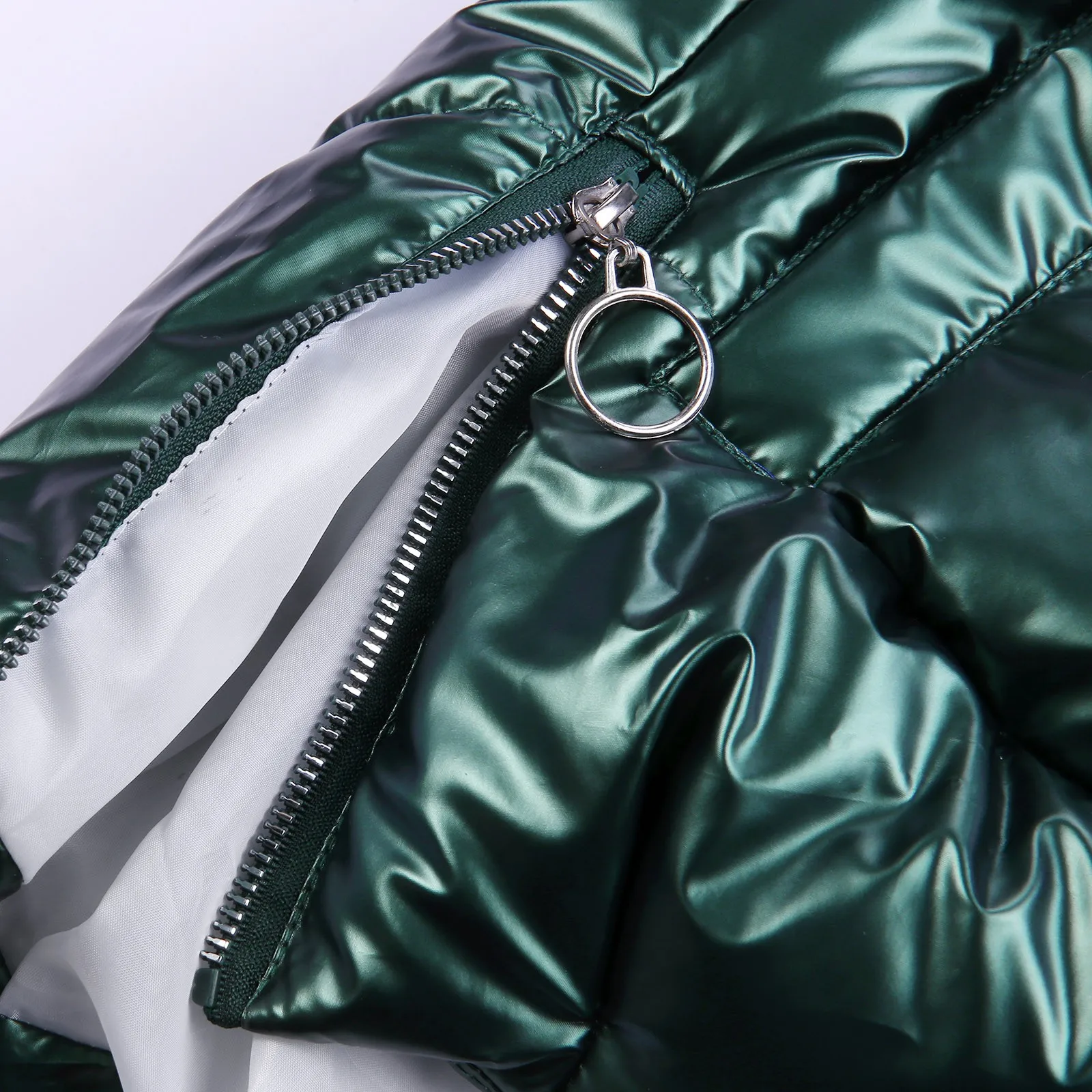 Women Zipper Vest Parka Solid Metallic Color Sleeveless Poket Coat Tops Winter Warm Casual Outdoor Jacket Parka Streetwear Femme