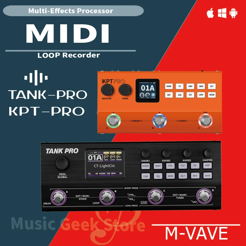 Фото M-VAVE TANK PRO 2026 НОВАЯ педаль эффектов для гитары TANK, последняя версия, мультиэффекты для гитары и баса, TANK-PRO, KPT-PRO №1