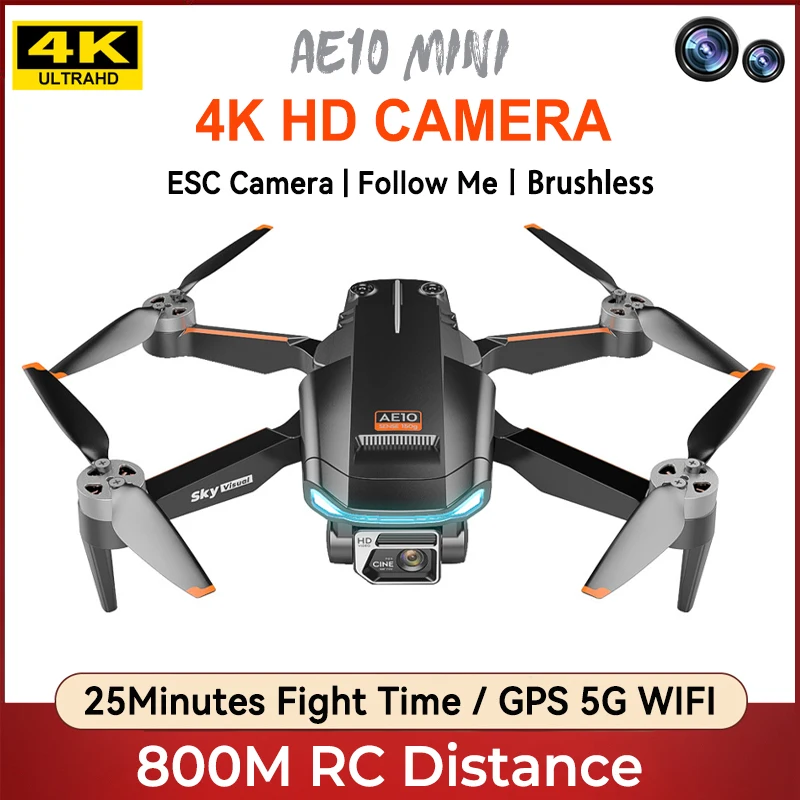 

AE10 Mini GPS Drone With 8K Profesional Electronic-controlled Dual Camera 5G Wifi Long Battery Life Brushless Motor Quadcopter