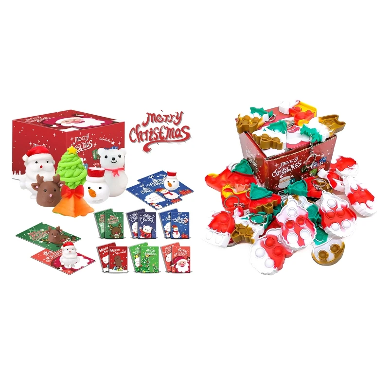

D7WF 24pcs/box Christmas Style Squishy Toy for Party Favor Classroom Prizes for Kids