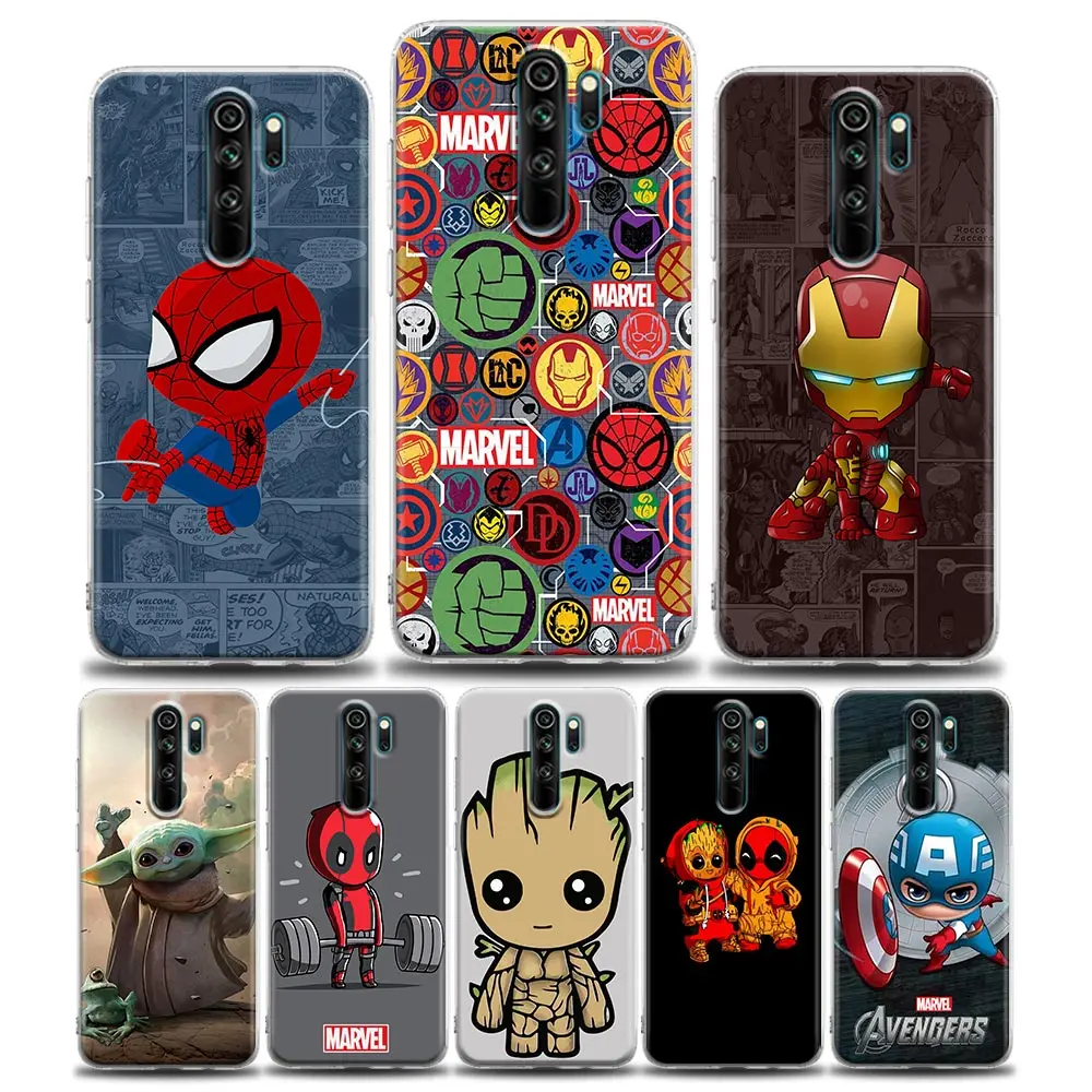 

Marvel Comics Clear Case for Xiaomi Redmi Note 12 11 10 9S 9 8 Pro Max 11S 10S 10C 9A 9C 9T Back Cover Cartoon Spiderman Ironman