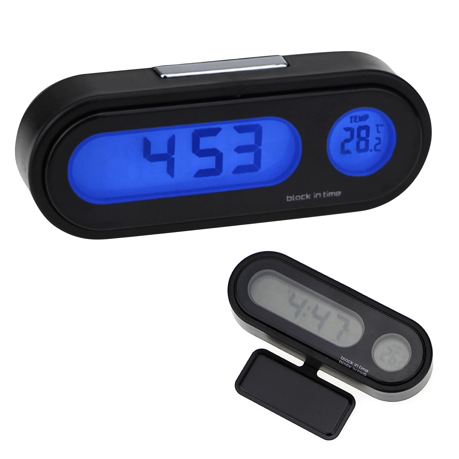 

Gauge Adhesive 2 In 1 Car Clock For Dashboard With Backlight Temperature Display Battery Powered Car Accessories Adjustable
