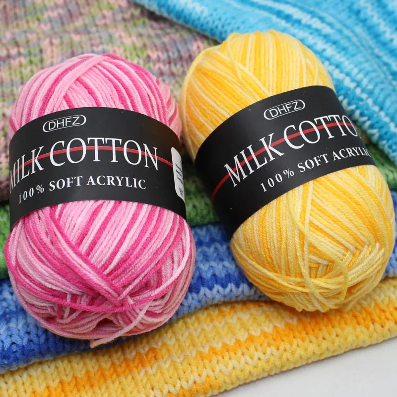 5 Balls Milk Cotton Knitted Yarn for Crochet 3 Strands Color Gradient Croche Knitting Needles Puffy With Loops Threads Wool |