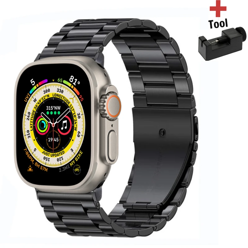 

Ремешок из нержавеющей стали для Apple Watch band 8 44 мм 40 мм 42 38 мм ultra 49 мм, браслет для iWatch series 3 4 5 6 se 7 45 мм 41 мм, роскошный