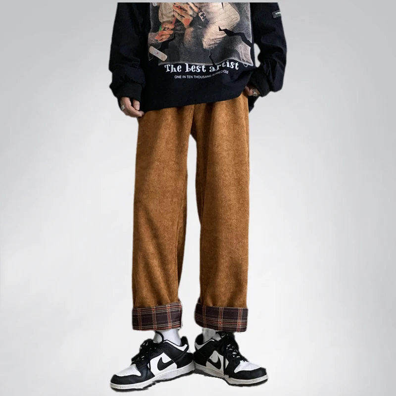 

Corduroy Sweatpants Men's Brand Clothing Design Sense Loose Casual Straight Wide-leg Pants Jogging Pants спортивные штаны мужкие