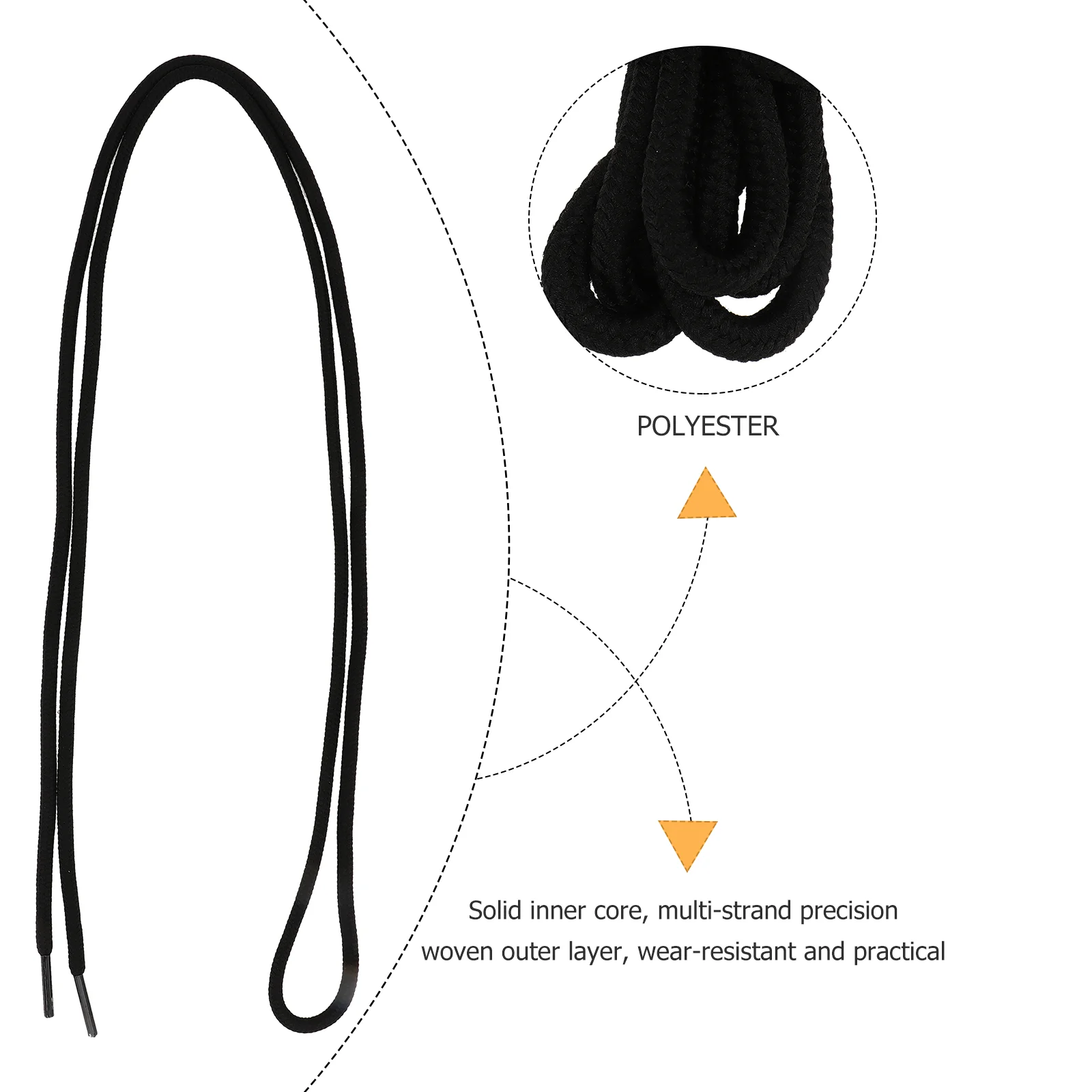 2 Pairs Shoelace Black Decor Shoes Accessory Flat Black Shoe String Polyester Shoe Laces Sneakers