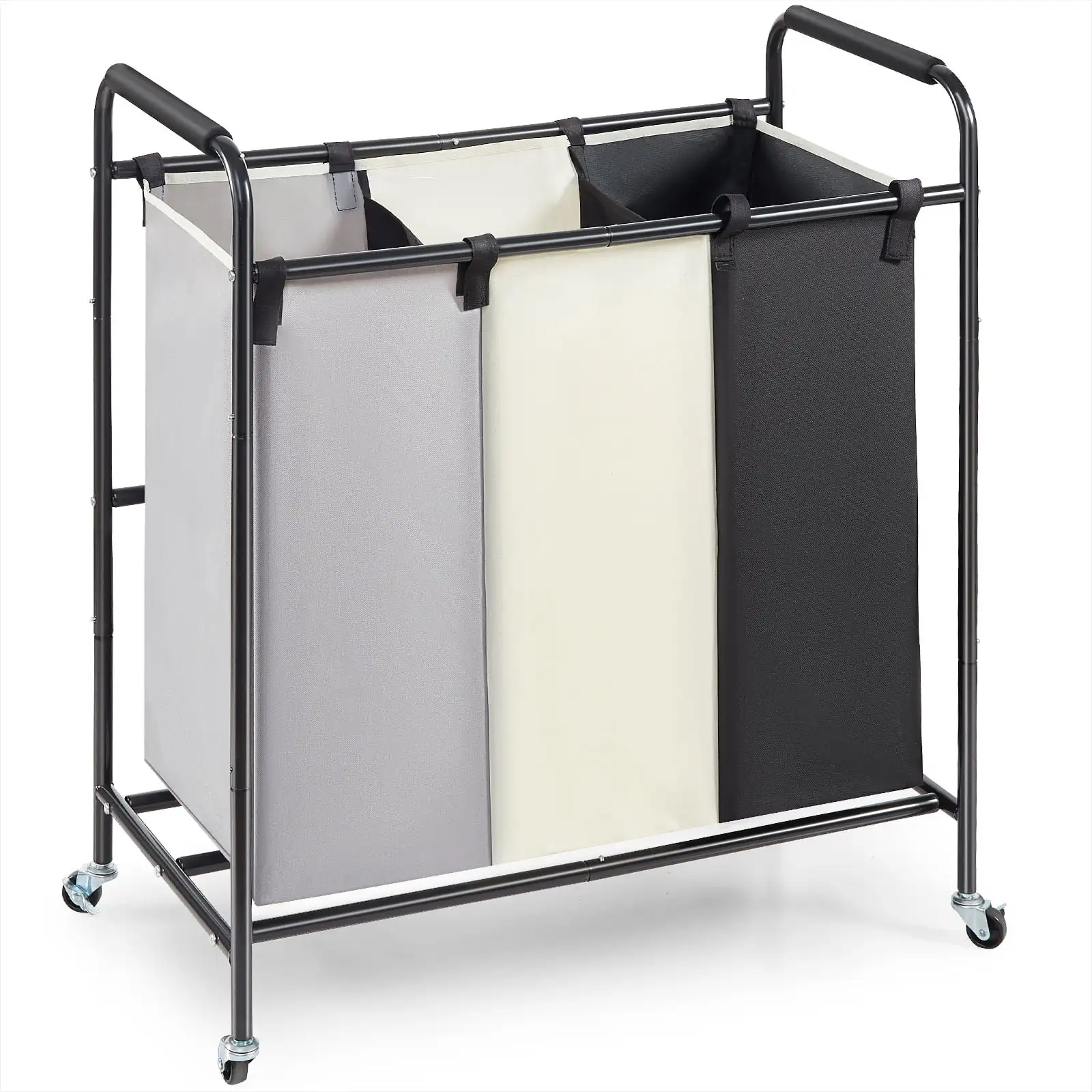 

BENTISM Laundry Sorter Cart 3-Section Rolling Dirty Clothes Hamper with Wheels & 600D Oxford Fabric Removable