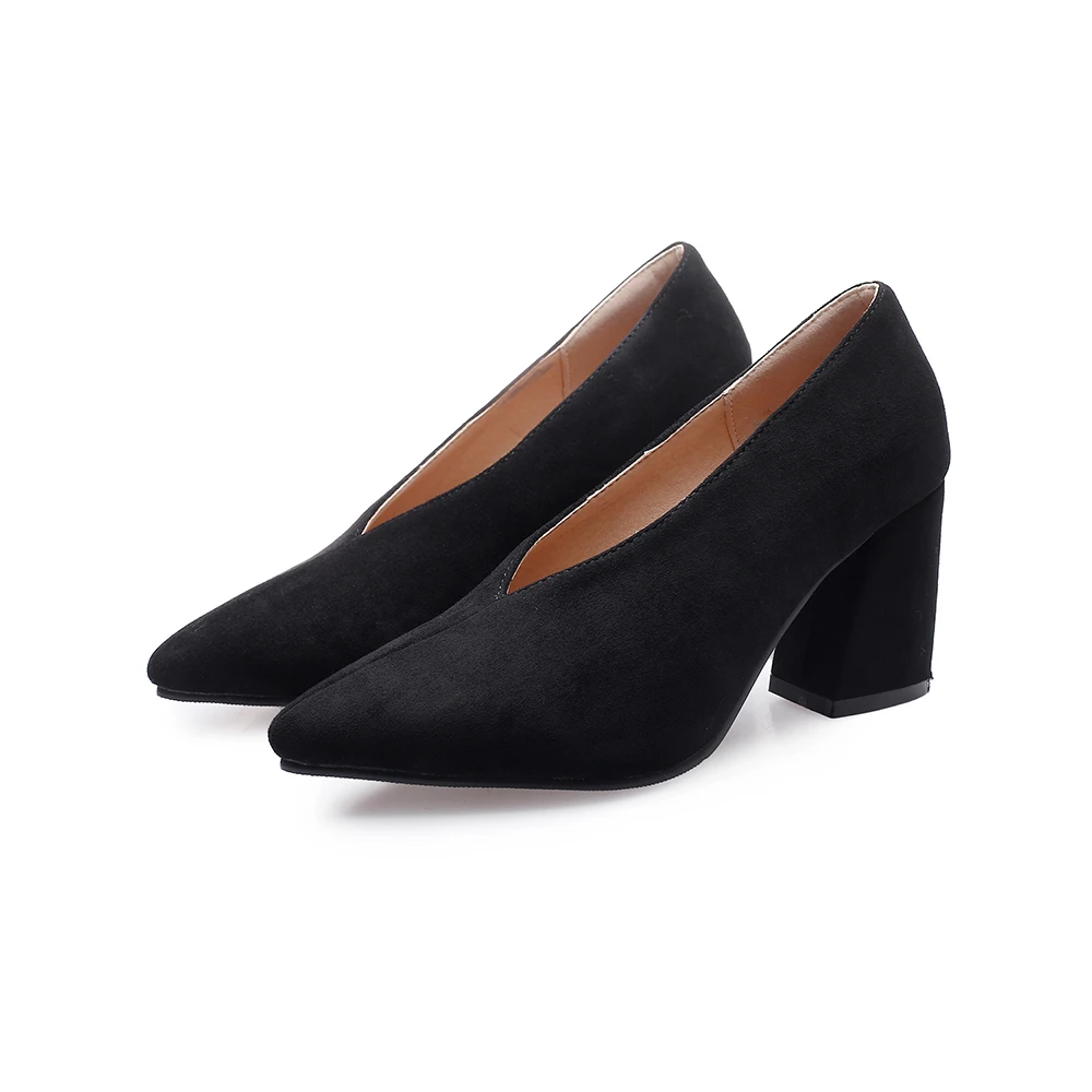 

New Comfortable Women's High Heels Square Pumps Class Women's Office Shoes 2023 Plus Small Size