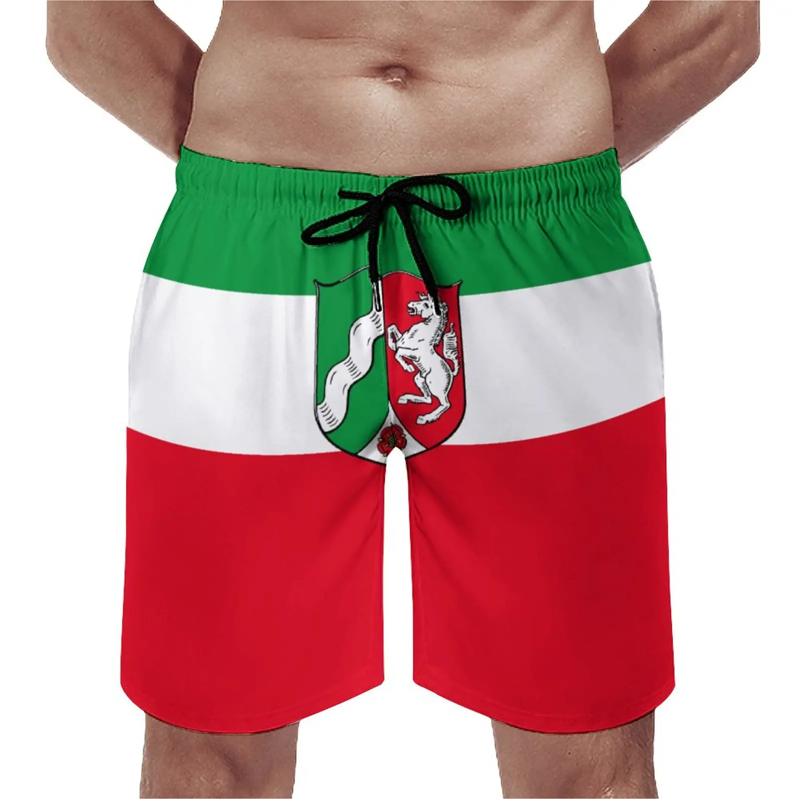 

Забавный Регулируемый дышащий Быстросохнущий Мужской пляжный шорты с изображением флага Северного Рейн-Westphalia (state) аниме-причиной