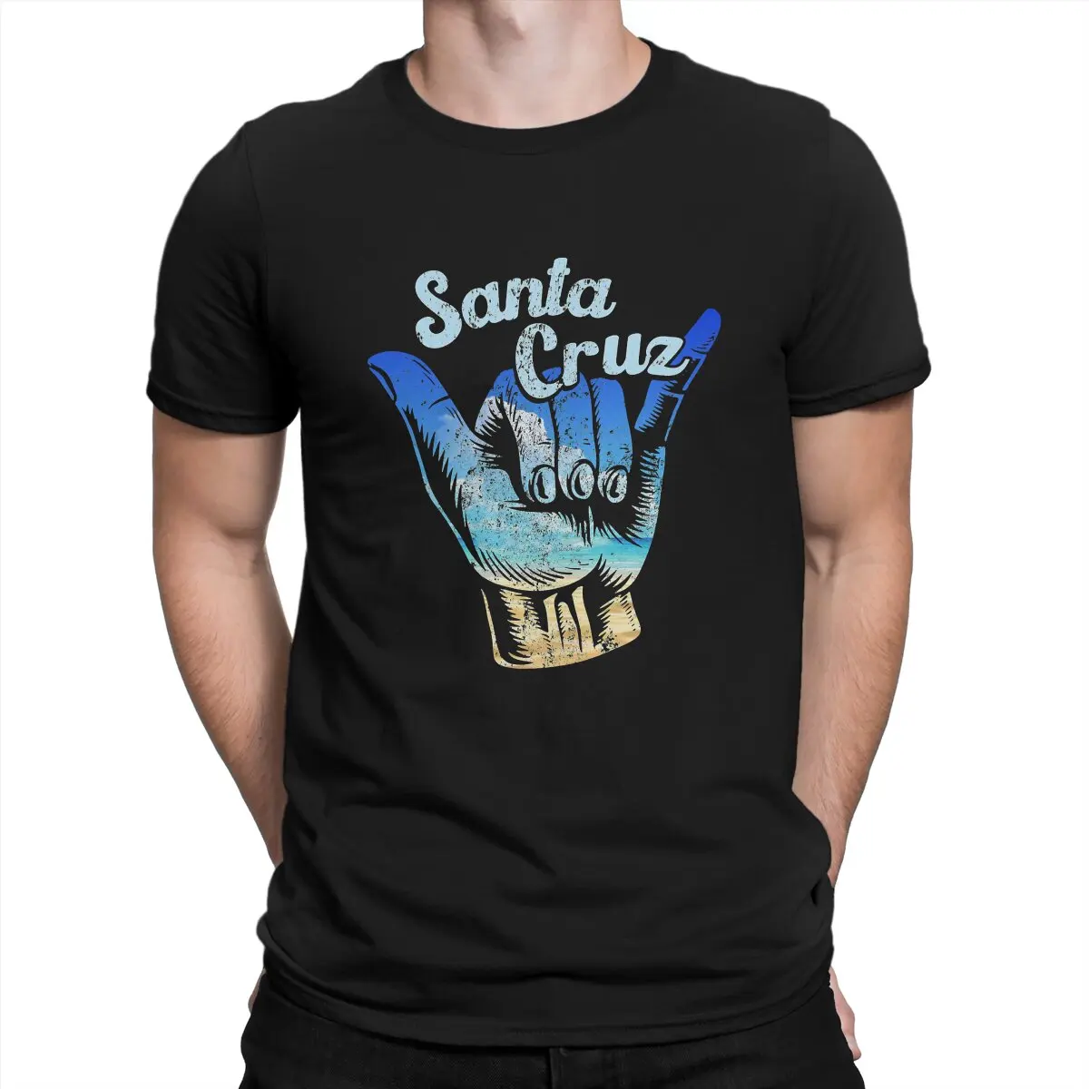 Surf T-Shirts for Men Santa Bike Cruz Novelty 100% Cotton Te