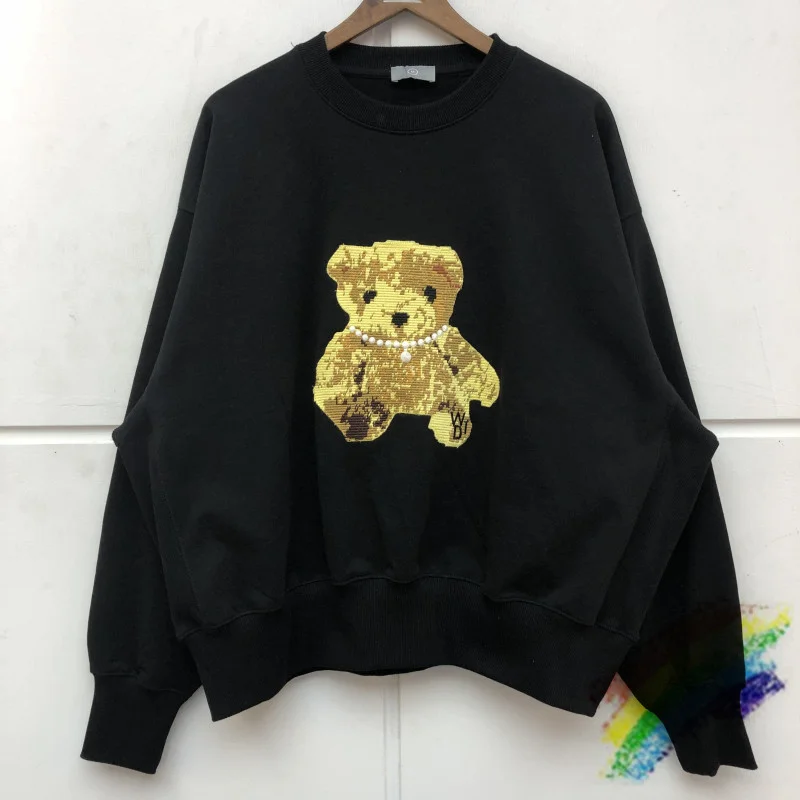

Heavy Fabric Embroidery Bear We11done Sweatshirts Men Women 1:1 Top Quality Oversized Heavy Fabric Welldone Pullover Crewneck