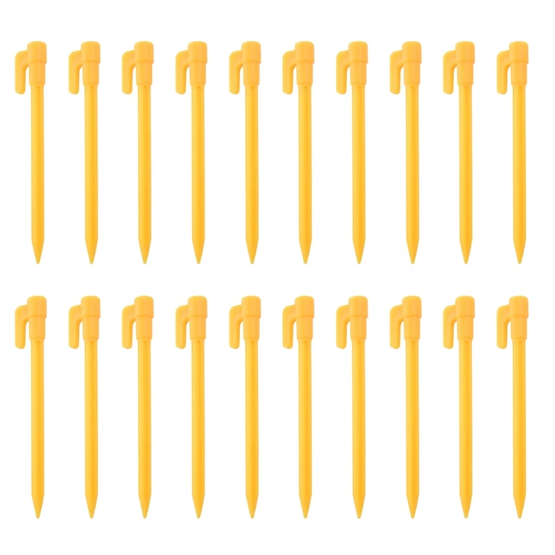 

20Pcs Camping Tools Plastic Tent Pegs Nails Sand Ground Stakes Outdoor Camping Tent Awning Yellow Tent Accessories
