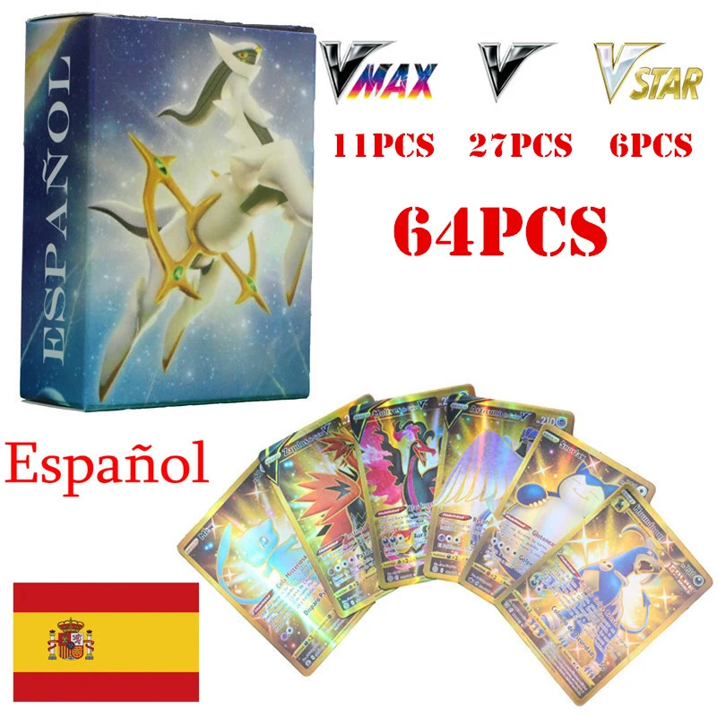 

Pokemon Cards in Spanish Vstar TAG TEAM GX VMAX V New 2022 Trainer Energy Shining Cards Game Castellano Español Children Toy