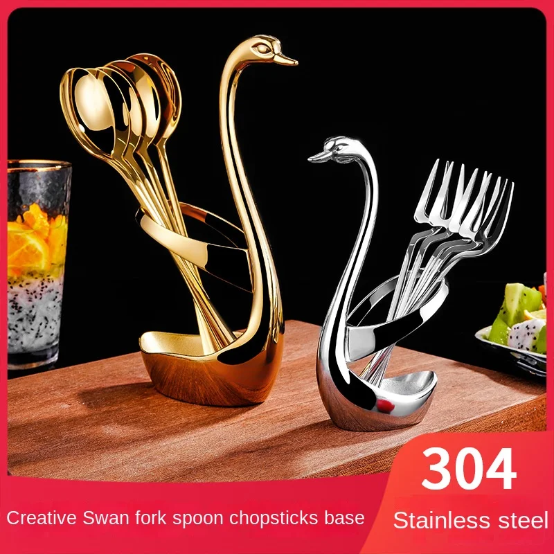 

304 stainless steel tableware, swan shaped set, creative fruit fork, dessert cake fork, coffee spoon, artwork