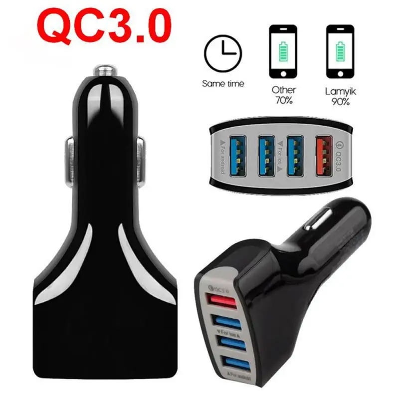 

Автомобильные аксессуары для грузовиков, автомобильное зарядное устройство с 4 USB-портами, адаптер для быстрой зарядки QC3.0 + 3.5A, автомобильное зарядное устройство для Samsung S10 S9 S8 IPhone