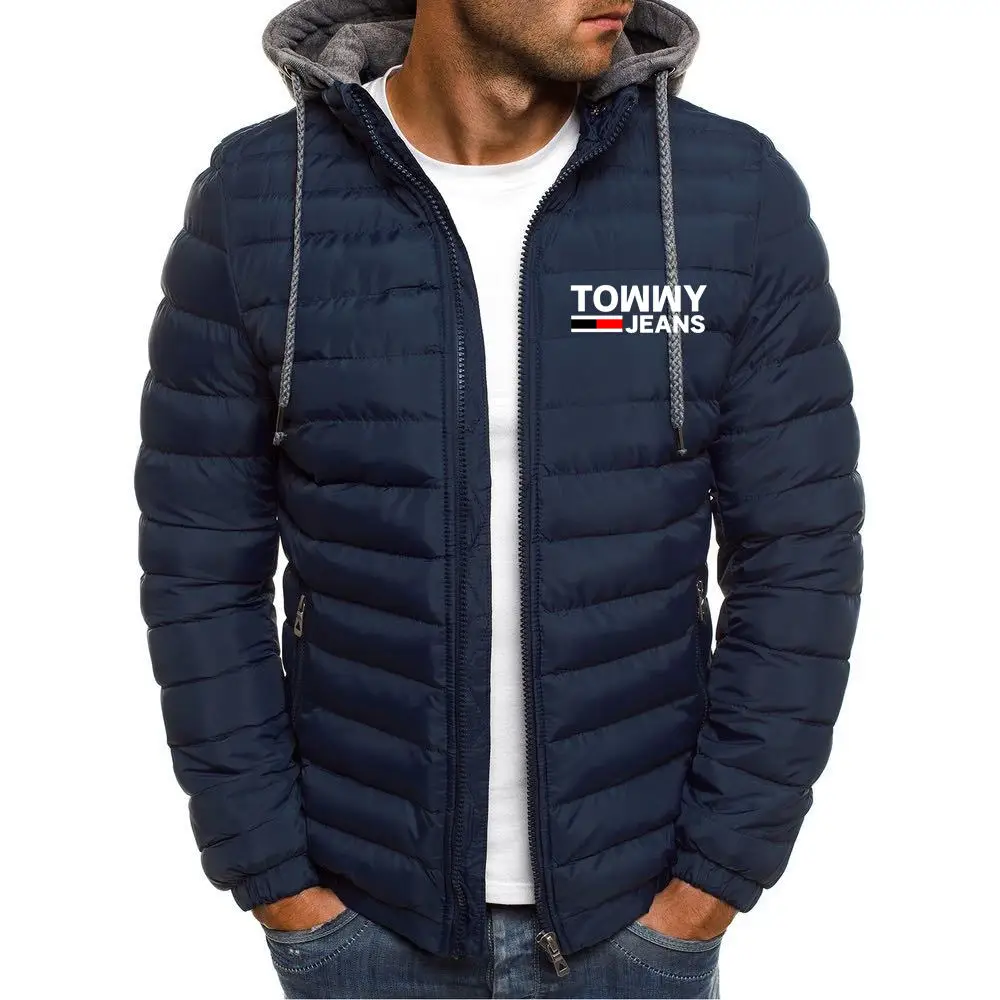 Plus Size Men's Outdoor Casual Jackets Winter Coats Men's Clothing Hooded Black Jackets Men's Coats Quilted Streetwear Zipper