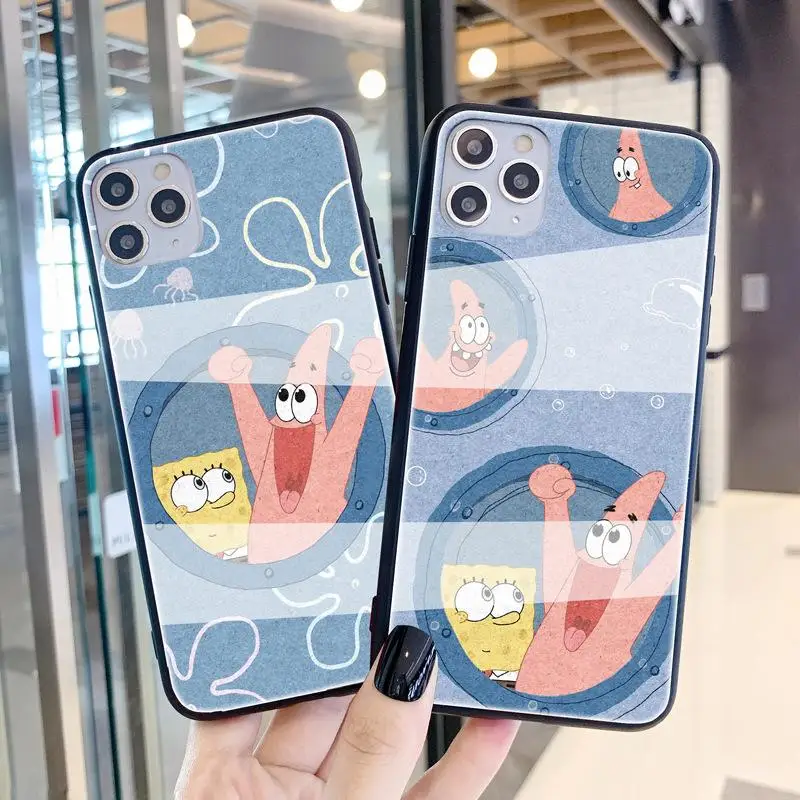 Купи Spongebob Squarepants Patrick Star Suitable for Iphone14/13/12/11Promax Cartoon Tempered Glass Fall Proof Mobile Phone Case за 107 рублей в магазине AliExpress