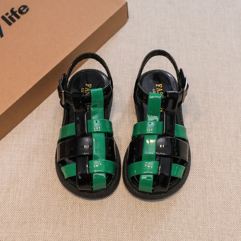 

Children Boys Cute Covered Toes Assorted Casual Non-slip All-match Beach Sandals 2022 Summer New PU Glossy Girls Kids Fashion