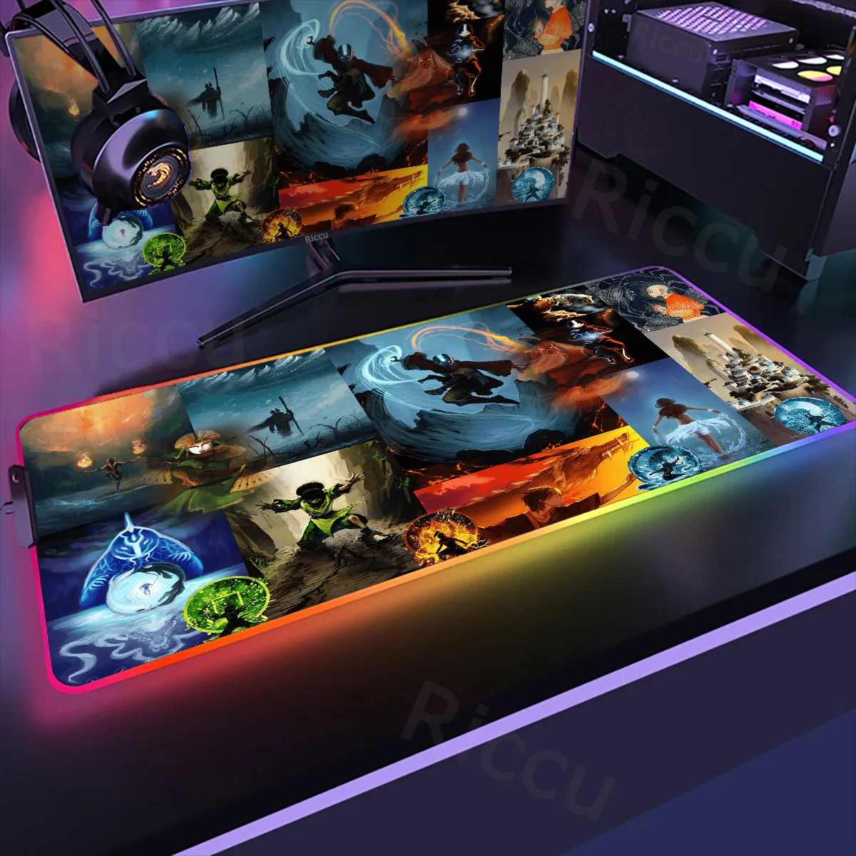 RGB светящийся коврик для мыши большого размера XXL клавиатура Настольный аниме