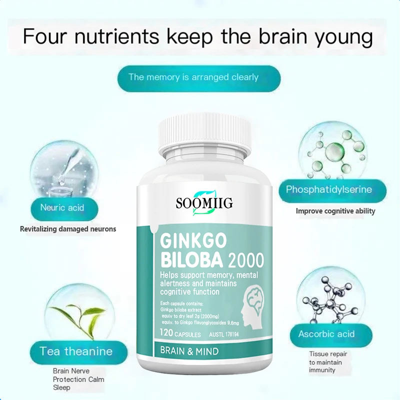 

Soomiig Ginkgo biloba extract improves memory, prevents Alzheimer's disease, activates brain cells, improves blood circulation