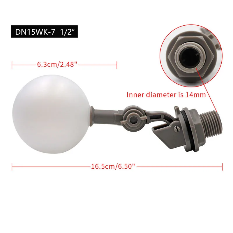 Пластиковый поплавковый шаровой клапан JIECARE Float Ball Valve 1/2