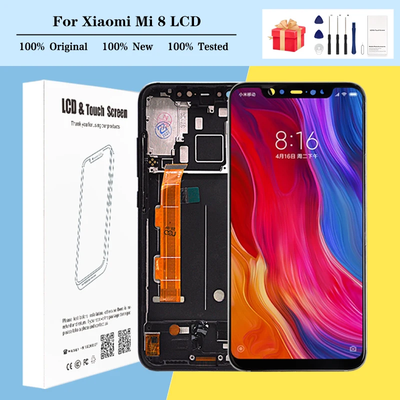 

Сенсорный ЖК-экран для Xiaomi MI 8, 6,21 дюйма, 1 шт.
