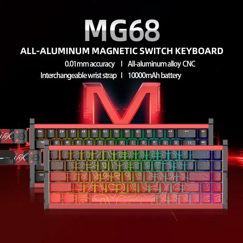 Фото IROK MG68 MAX8K Игровая клавиатура с магнитным переключателем 0,01 мм Механическая клавиатура с быстрым триггером Hot Swap SOCD Wried/Wireless/Bt №1