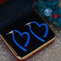 klein blue heart shaped two band earrings fashion retro love earrings female personality earrings for woman