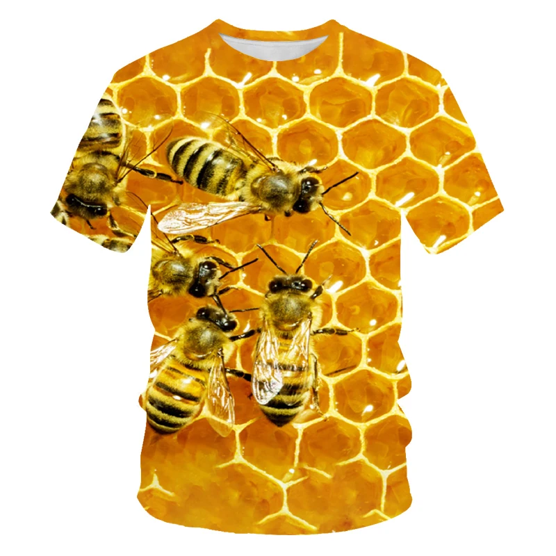 

2023 Summer Harajuku 3D printed animal bees men's and women's casual crewneck short sleeve sports oversized T-shirt clothing