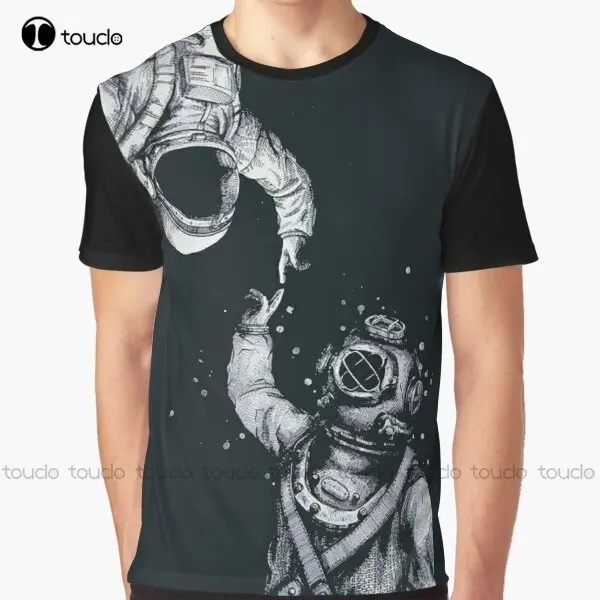 

Футболка с рисунком астронавта и дайверсайза, топы для мальчиков, футболки и рубашки с цифровой печатью, футболки, рождественский подарок