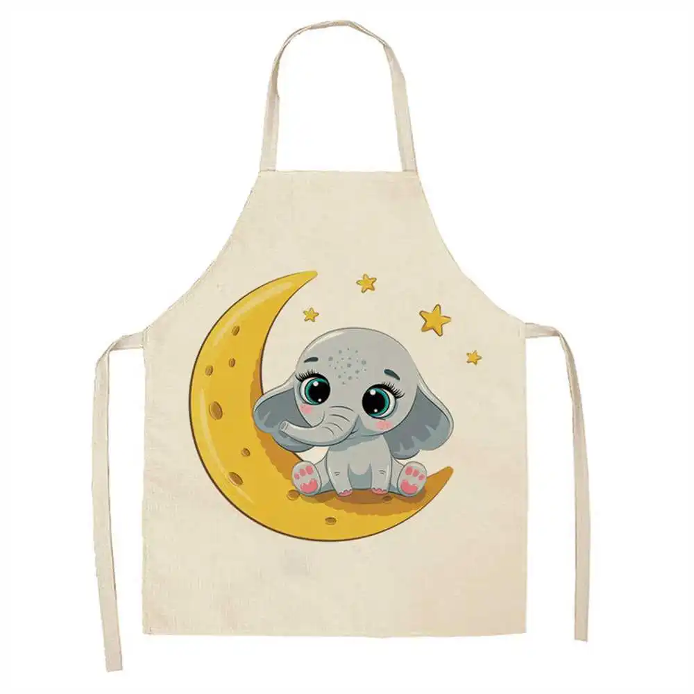 

Кухонный Фартук с мультяшным изображением слона, 68x55 см, без рукавов, для взрослых, фартуки для женщин, для ресторана, шеф-повара, аксессуары ...