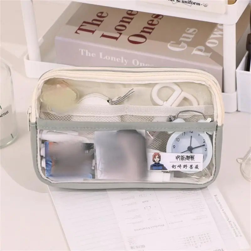 

Edge Thickening Pencil Bag Fashion Stationery Bag Transparent Storage Box Wear-resistant Students Supplies High Capacity Cartoon