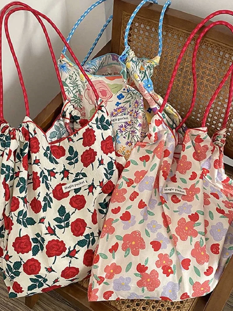 

Foldable Eco Shopping Bag Tote Pouch Fashion Women Handbag Reusable Fruit Vegetable Grocery Storage Bag Organizer Shopper Bags