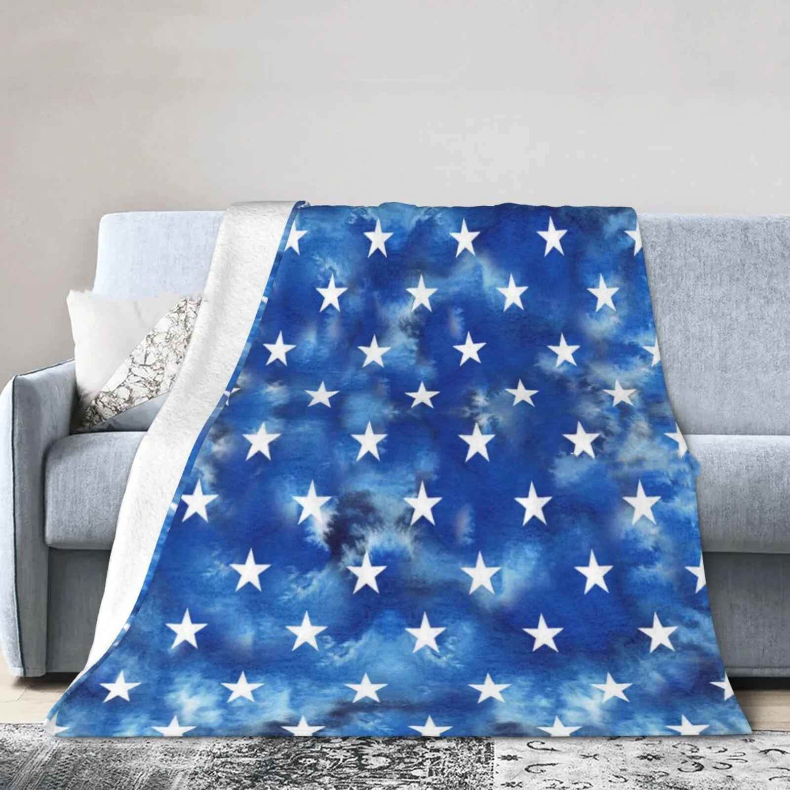 

Stars & Stripes American Flag Pattern Flannel Throw Blanket Warm Lightweight Sofa Chair Bed Decor All Seasons Gifts Super Soft