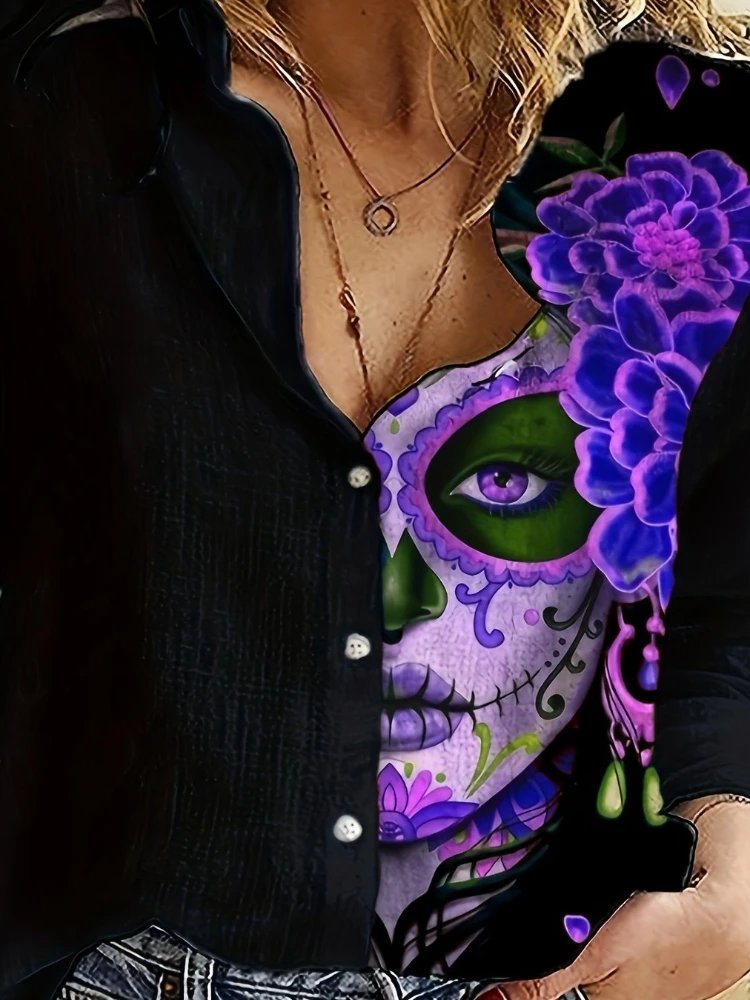 Женская свободная уличная повседневная рубашка на пуговицах с длинными рукавами