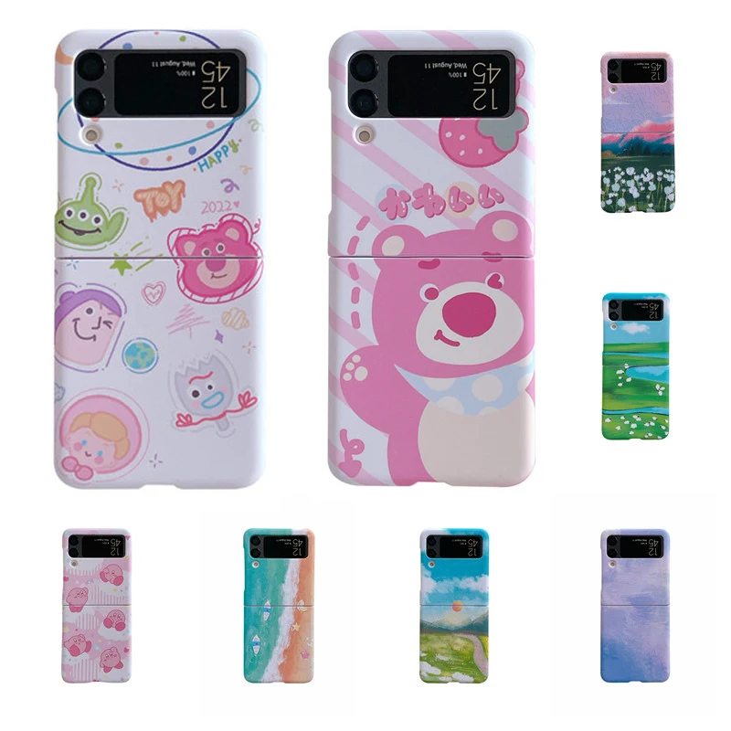 

Cartoon Bear Colorful Hard Phone Case for Samsung Galaxy Z Flip 3 Z Flip 4 Back Cover for ZFlip3 ZFlip4 Case Protective Shell