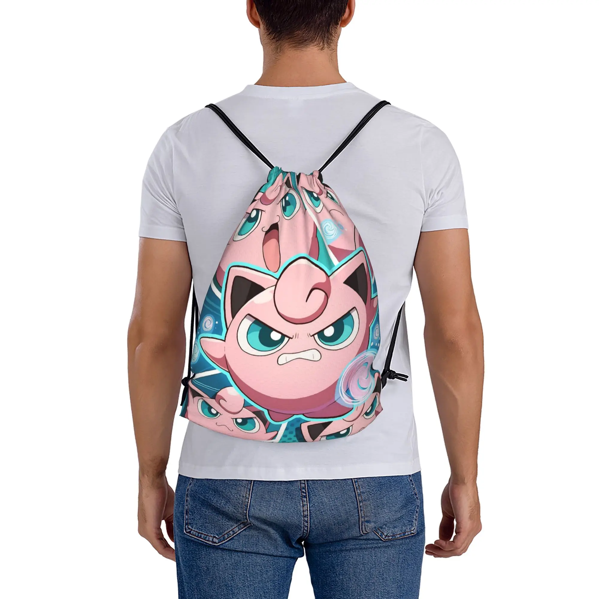 Розовый рюкзак-мешок Jigglypuffs Kawaii на шнурке, спортивная сумка, водонепроницаемый, для велоспорта, 36 см (Ш) x 43 см (В) (art.: 3920db98645fa) - 3920db98645fa