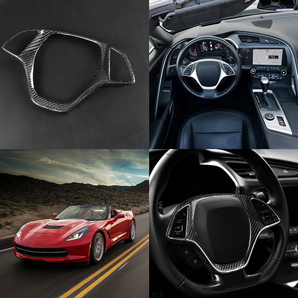 

Мокрое углеродное волокно для Corvette 2014-2019, украшение панели рулевого колеса автомобиля, наклейки для модификации интерьера, автомобильные аксессуары