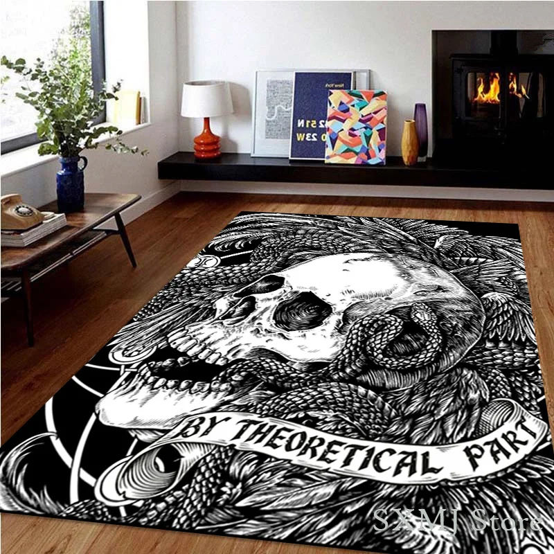 Коврик с черепом и ужасом для прихожей нескользящий коврик стула напольный
